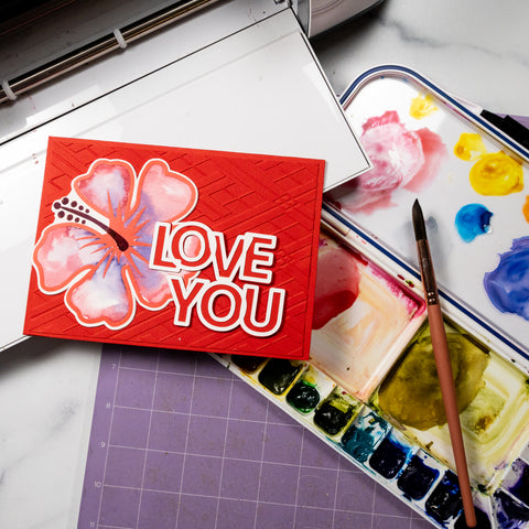HTV and Watercolor Floral Card