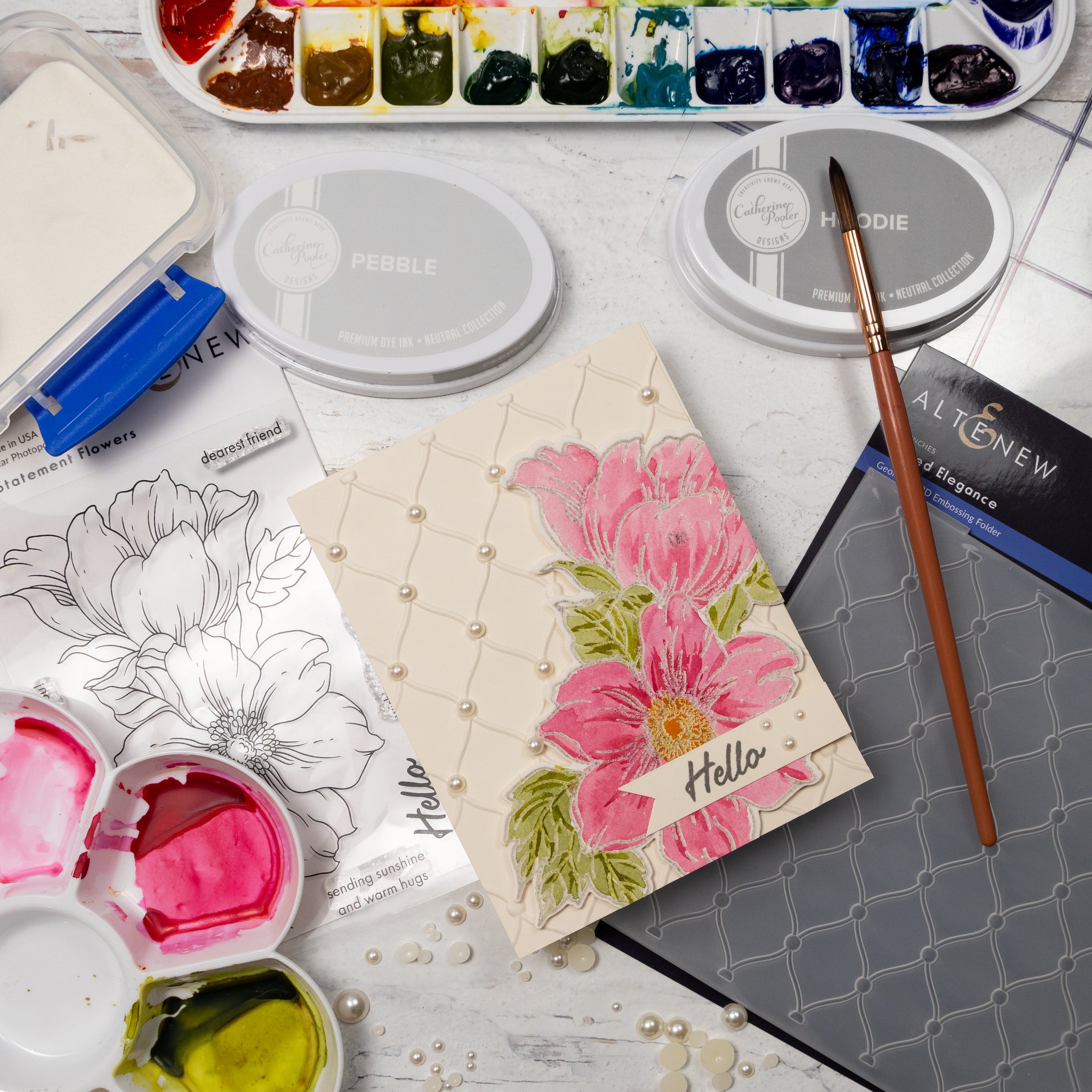 Easy Watercolor Floral using your Stash
