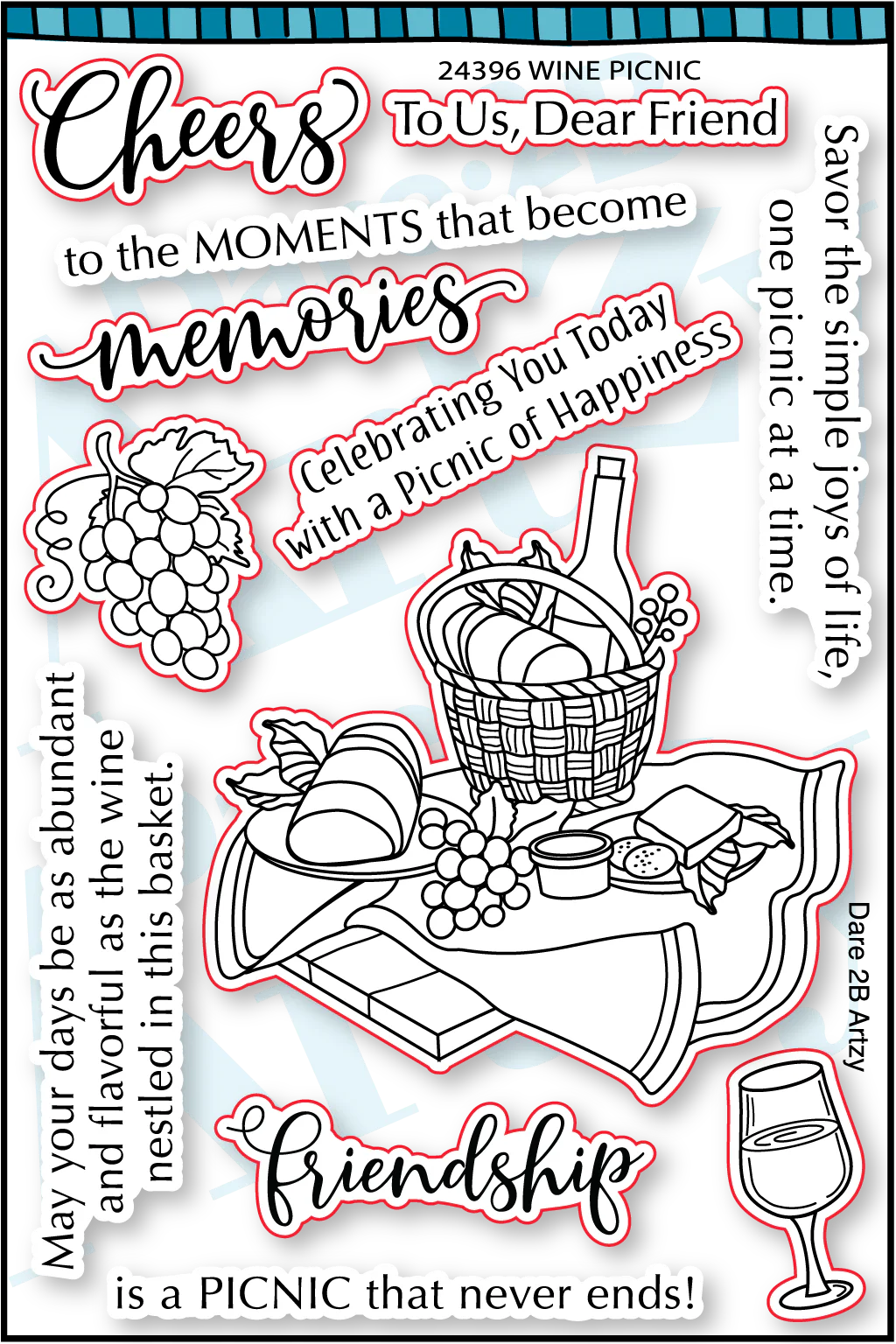 Dare 2B Artzy - Wine Picnic Stamp Set