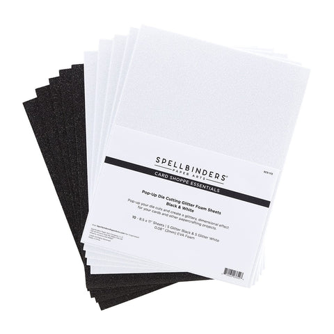 Spellbinders - Pop-Up Die Cutting Glitter Foam Sheets - Black & White