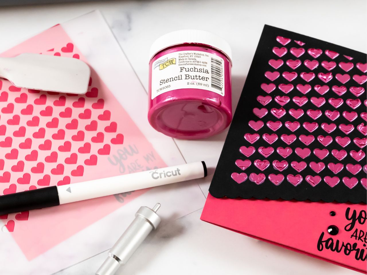 Reusable Stencils Mixed Media Valentine Card Class