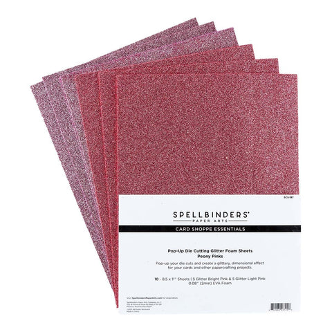 Spellbinders - Pop-Up Die Cutting Glitter Foam Sheets - Peony Pinks