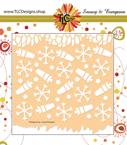 TLC Designs - Snowy & Evergreen Stencil