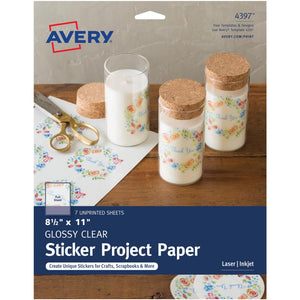 Avery Sticker Project Paper 8.5" x 11" Glossy Clear