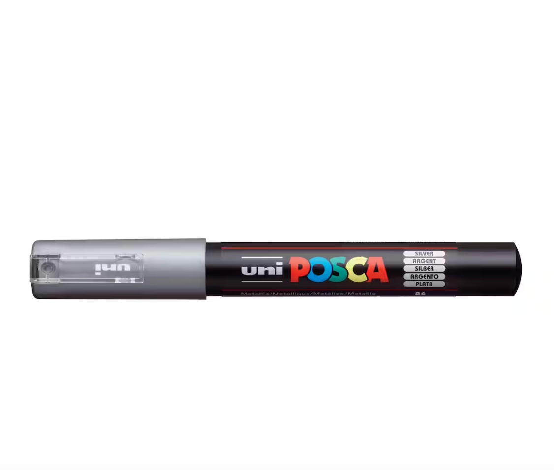 Uni Posca PC-1M Extra-Fine Bullet Tip Paint Marker - silver