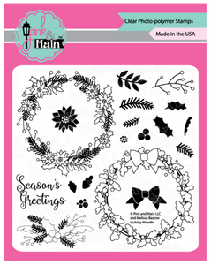 Pink & Main - Holiday Wreaths Stamp & Die Bundle