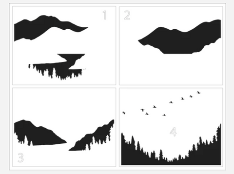 The Crafter's Workshop- Layered Mountain Scene A2 Stencil