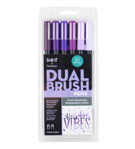 Tombow Dual Brush Markers - 6 pack - Purple Blendables
